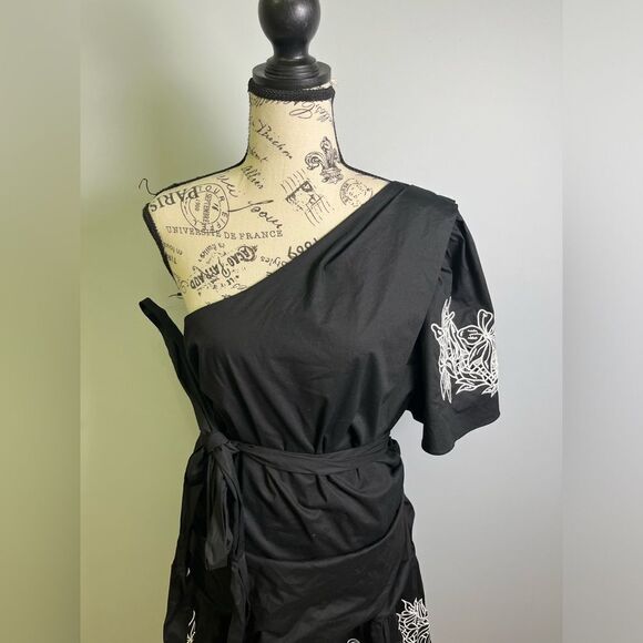 TANYA TAYLOR "Amber" Embroidered One Shoulder Mini Dress Plus Size 20 $495 - Picture 7 of 14
